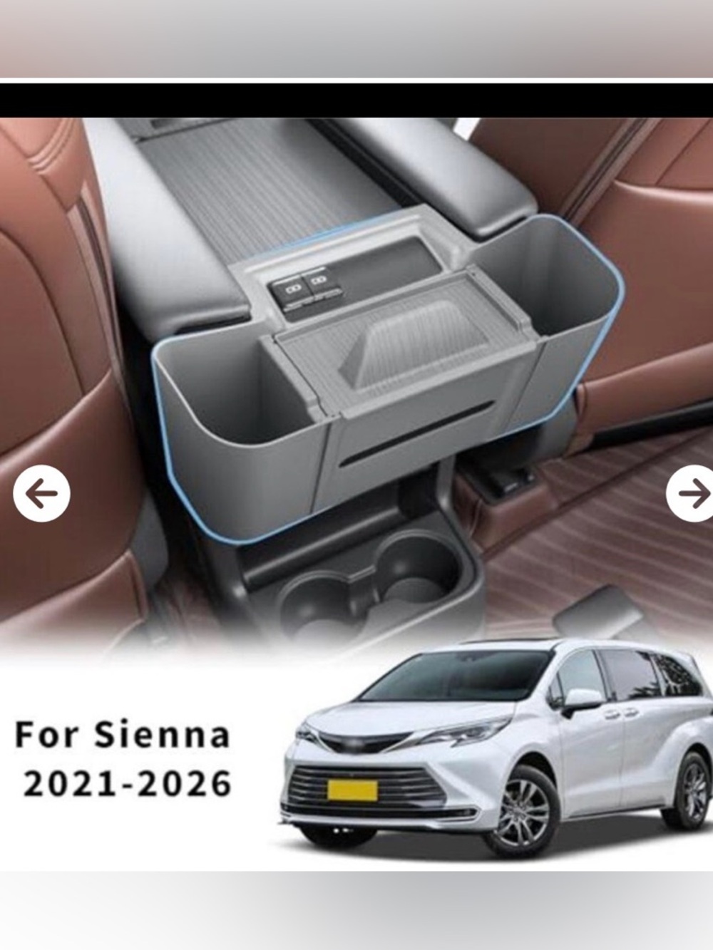 Universal Gray Backseat Organizer for 2021-2026 Toyota sienna